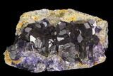 Deep Purple Fluorite Crystals with Quartz - China #94938-1
